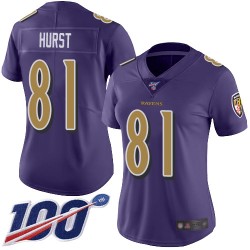 Limited Women's Hayden Hurst Purple Jersey - #81 Football Baltimore Ravens 100th Season Rush Vapor Untouchable