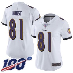 Limited Women's Hayden Hurst White Road Jersey - #81 Football Baltimore Ravens 100th Season Vapor Untouchable