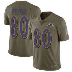 Limited Youth Miles Boykin Olive Jersey - #80 Football Baltimore Ravens 2017 Salute to Service