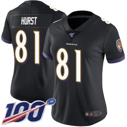 Limited Women's Hayden Hurst Black Alternate Jersey - #81 Football Baltimore Ravens 100th Season Vapor Untouchable