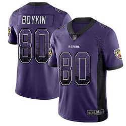 Limited Youth Miles Boykin Purple Jersey - #80 Football Baltimore Ravens Rush Drift Fashion