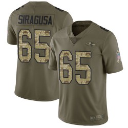 Limited Youth Nico Siragusa Olive/Camo Jersey - #65 Football Baltimore Ravens 2017 Salute to Service