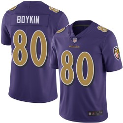Limited Youth Miles Boykin Purple Jersey - #80 Football Baltimore Ravens Rush Vapor Untouchable