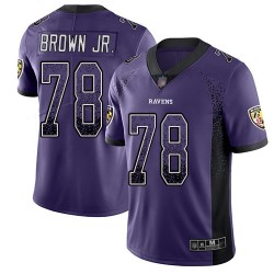 Limited Youth Orlando Brown Jr. Purple Jersey - #78 Football Baltimore Ravens Rush Drift Fashion