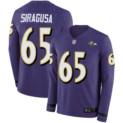 Limited Youth Nico Siragusa Purple Jersey - #65 Football Baltimore Ravens Therma Long Sleeve