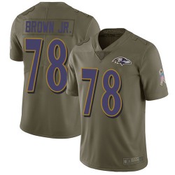 Limited Youth Orlando Brown Jr. Olive Jersey - #78 Football Baltimore Ravens 2017 Salute to Service