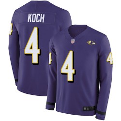 Limited Youth Sam Koch Purple Jersey - #4 Football Baltimore Ravens Therma Long Sleeve