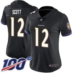 Limited Women's Jaleel Scott Black Alternate Jersey - #12 Football Baltimore Ravens 100th Season Vapor Untouchable