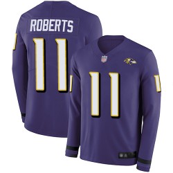 Limited Youth Seth Roberts Purple Jersey - #11 Football Baltimore Ravens Therma Long Sleeve