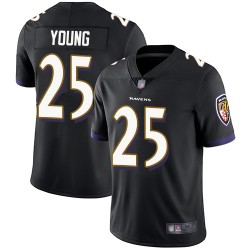 Limited Youth Tavon Young Black Alternate Jersey - #25 Football Baltimore Ravens Vapor Untouchable