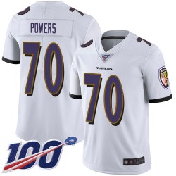 Limited Men's Ben Powers White Road Jersey - #70 Football Baltimore Ravens 100th Season Vapor Untouchable