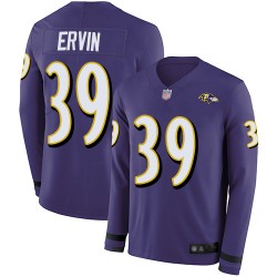 Limited Youth Tyler Ervin Purple Jersey - #39 Football Baltimore Ravens Therma Long Sleeve