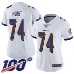 Limited Women's James Hurst White Road Jersey - #74 Football Baltimore Ravens 100th Season Vapor Untouchable