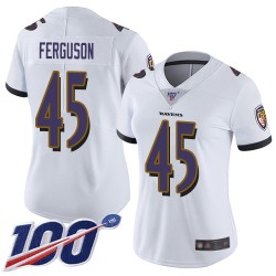 Limited Women's Jaylon Ferguson White Road Jersey - #45 Football Baltimore Ravens 100th Season Vapor Untouchable