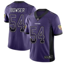 Limited Youth Tyus Bowser Purple Jersey - #54 Football Baltimore Ravens Rush Drift Fashion