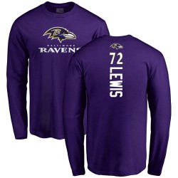 Alex Lewis Purple Backer - #72 Football Baltimore Ravens Long Sleeve T-Shirt