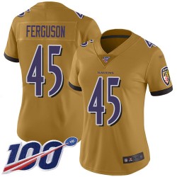 Limited Women's Jaylon Ferguson Gold Jersey - #45 Football Baltimore Ravens 100th Season Inverted Legend