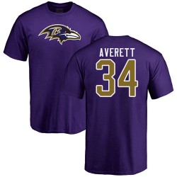 Anthony Averett Purple Name & Number Logo - #34 Football Baltimore Ravens T-Shirt