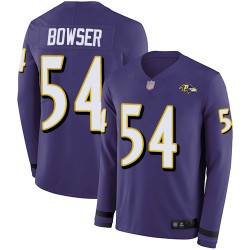 Limited Youth Tyus Bowser Purple Jersey - #54 Football Baltimore Ravens Therma Long Sleeve