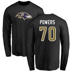 Ben Powers Black Name & Number Logo - #70 Football Baltimore Ravens Long Sleeve T-Shirt