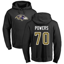 Ben Powers Black Name & Number Logo - #70 Football Baltimore Ravens Pullover Hoodie
