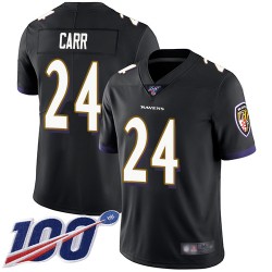 Limited Men's Brandon Carr Black Alternate Jersey - #24 Football Baltimore Ravens 100th Season Vapor Untouchable