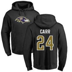 Brandon Carr Black Name & Number Logo - #24 Football Baltimore Ravens Pullover Hoodie