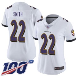 Limited Women's Jimmy Smith White Road Jersey - #22 Football Baltimore Ravens 100th Season Vapor Untouchable