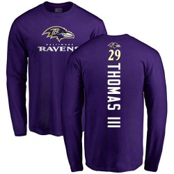 Earl Thomas III Purple Backer - #29 Football Baltimore Ravens Long Sleeve T-Shirt