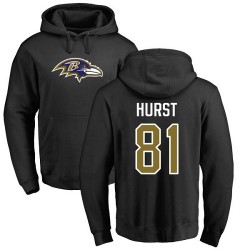 Hayden Hurst Black Name & Number Logo - #81 Football Baltimore Ravens Pullover Hoodie
