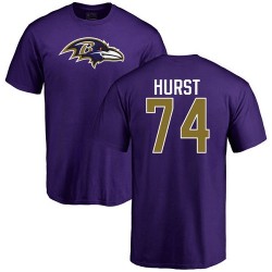 James Hurst Purple Name & Number Logo - #74 Football Baltimore Ravens T-Shirt