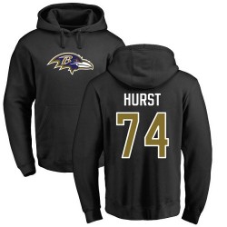James Hurst Black Name & Number Logo - #74 Football Baltimore Ravens Pullover Hoodie