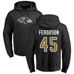 Jaylon Ferguson Black Name & Number Logo - #45 Football Baltimore Ravens Pullover Hoodie