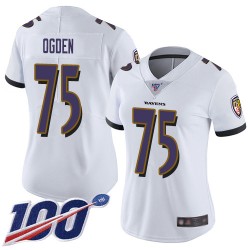 Limited Women's Jonathan Ogden White Road Jersey - #75 Football Baltimore Ravens 100th Season Vapor Untouchable
