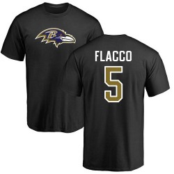 Joe Flacco Black Name & Number Logo - #5 Football Baltimore Ravens T-Shirt