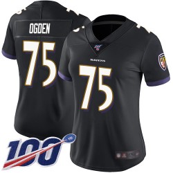 Limited Women's Jonathan Ogden Black Alternate Jersey - #75 Football Baltimore Ravens 100th Season Vapor Untouchable