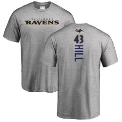 Justice Hill Ash Backer - #43 Football Baltimore Ravens T-Shirt