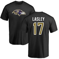 Jordan Lasley Black Name & Number Logo - #17 Football Baltimore Ravens T-Shirt