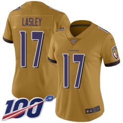 Limited Women's Jordan Lasley Gold Jersey - #17 Football Baltimore Ravens 100th Season Inverted Legend