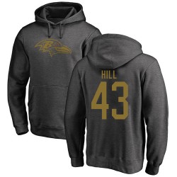 Justice Hill Ash One Color - #43 Football Baltimore Ravens Pullover Hoodie