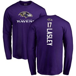Jordan Lasley Purple Backer - #17 Football Baltimore Ravens Long Sleeve T-Shirt