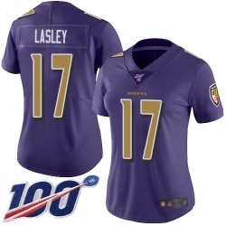 Limited Women's Jordan Lasley Purple Jersey - #17 Football Baltimore Ravens 100th Season Rush Vapor Untouchable