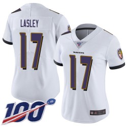 Limited Women's Jordan Lasley White Road Jersey - #17 Football Baltimore Ravens 100th Season Vapor Untouchable