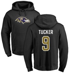 Justin Tucker Black Name & Number Logo - #9 Football Baltimore Ravens Pullover Hoodie