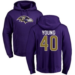Kenny Young Purple Name & Number Logo - #40 Football Baltimore Ravens Pullover Hoodie