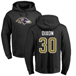 Kenneth Dixon Black Name & Number Logo - #30 Football Baltimore Ravens Pullover Hoodie