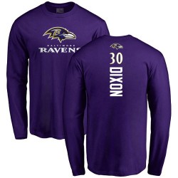 Kenneth Dixon Purple Backer - #30 Football Baltimore Ravens Long Sleeve T-Shirt