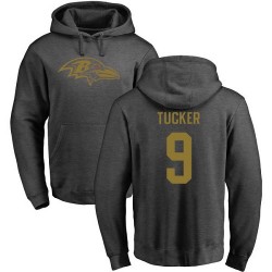 Justin Tucker Ash One Color - #9 Football Baltimore Ravens Pullover Hoodie