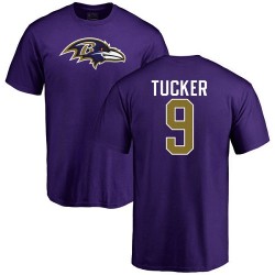 Justin Tucker Purple Name & Number Logo - #9 Football Baltimore Ravens T-Shirt