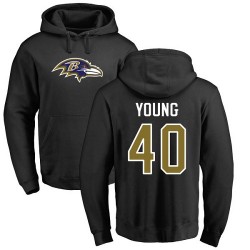 Kenny Young Black Name & Number Logo - #40 Football Baltimore Ravens Pullover Hoodie